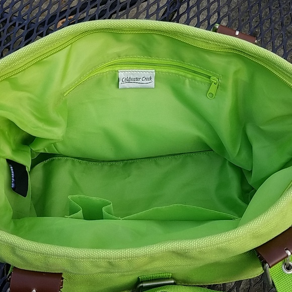 Coldwater Creek Lime Green Canvas Purse - Picture 5 of 8